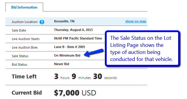 Lot Listing Page Sale Type
