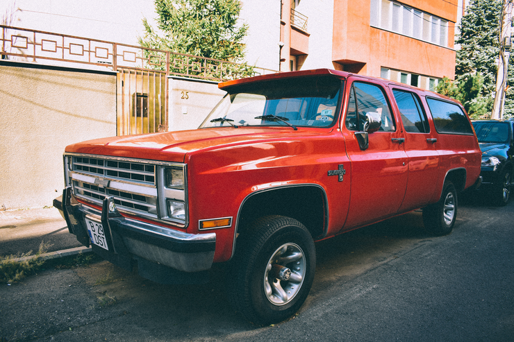 A car in one small summer town