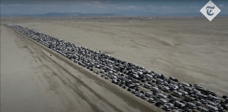An Impressive Traffic Jam Occurred After the Burning Man Festival