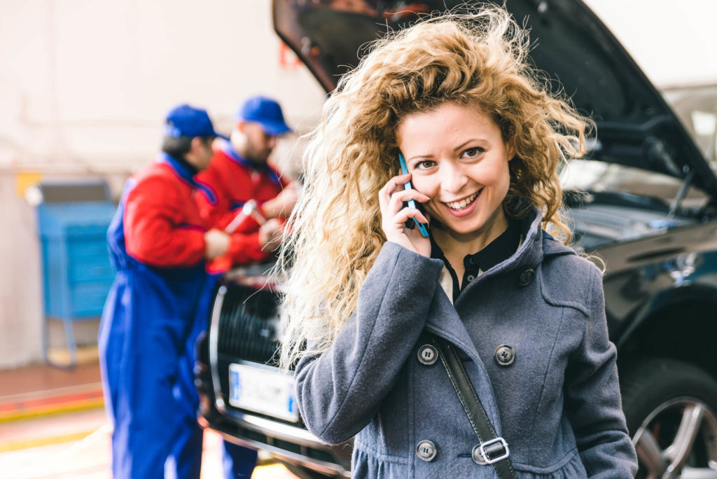 A woman in the service station 