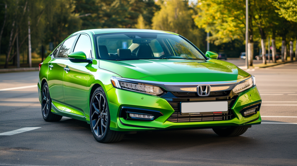 Green Honda Accord.